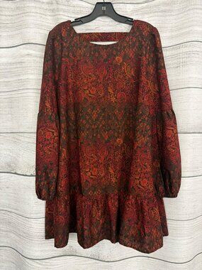 Wild Pearl Boho Style Orange and Red Dress Size M